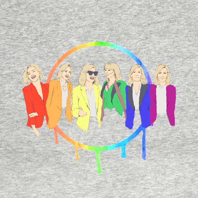 Cate Blanchett - Rainbow Pride Flag with Watercolour by brainbag